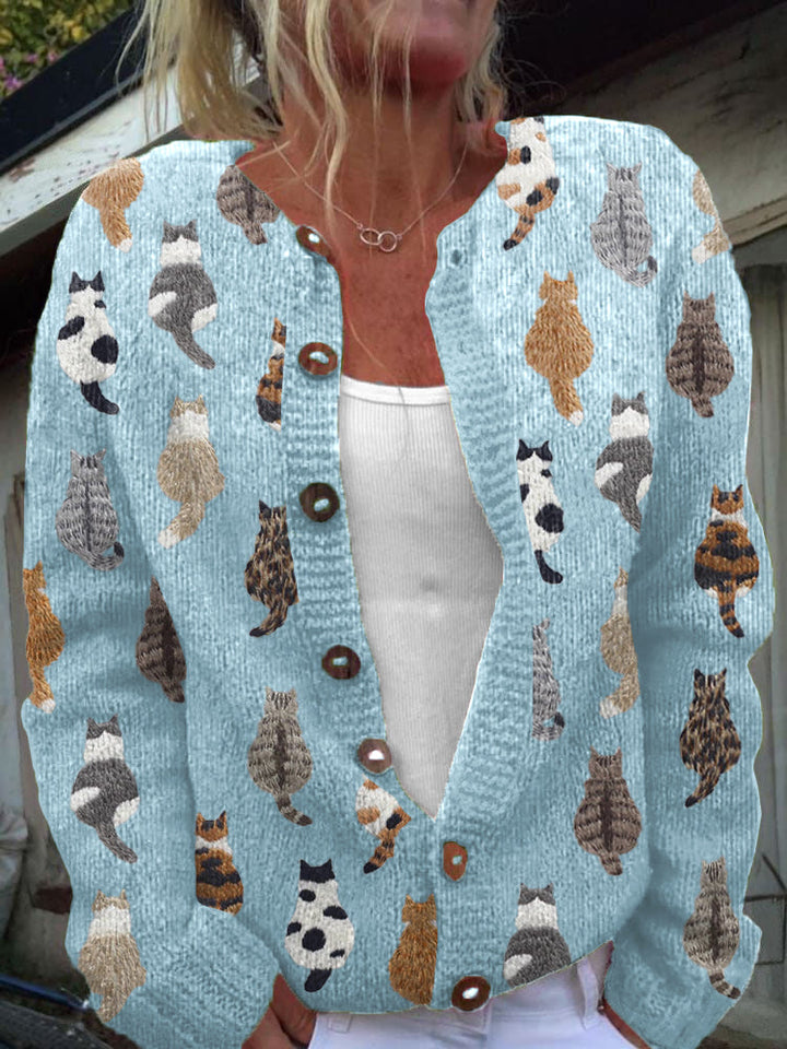 Clara™ | Hyggelig Kattemønster Cardigan