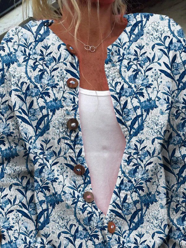 Sofie™ | Vintage Blomster Knapfront Cardigan