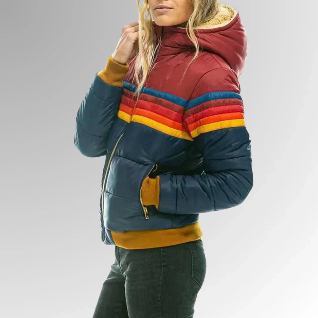 Ronja | Retro stribet dunjakke til kvinder