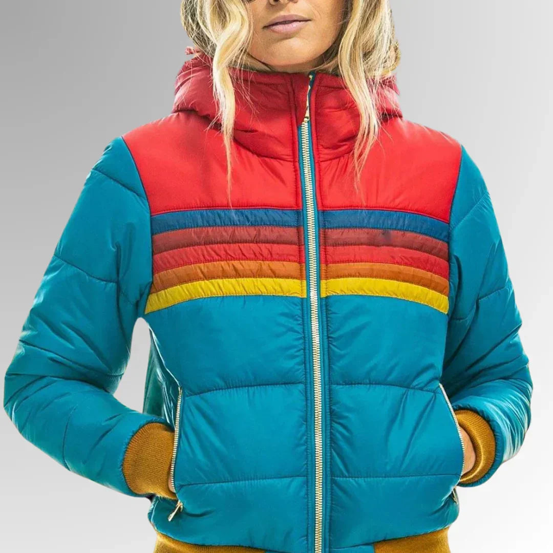 Ronja | Retro stribet dunjakke til kvinder