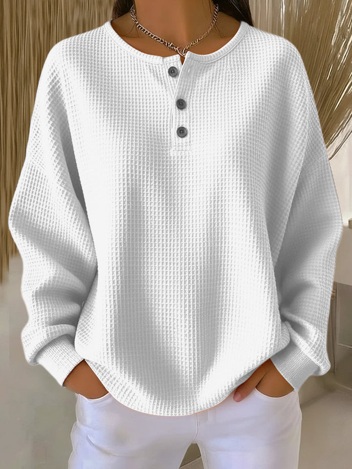 Bregje | Hyggelig Vaffel Henley Sweatshirt