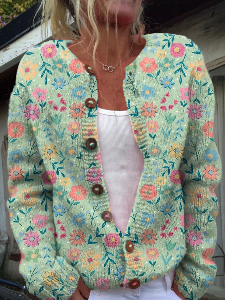 Louise™ | Dame Vintage Blomster Cardigan