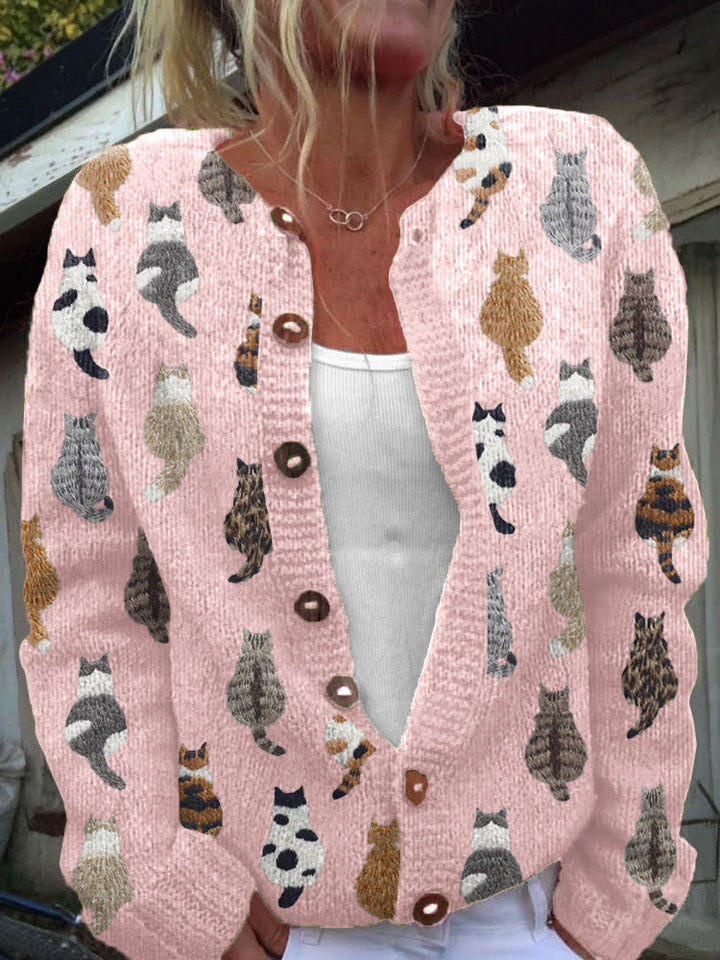 Clara™ | Hyggelig Kattemønster Cardigan