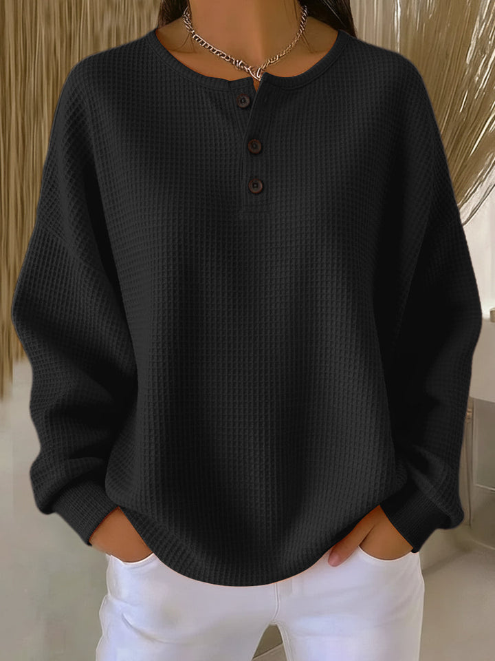 Bregje | Hyggelig Vaffel Henley Sweatshirt
