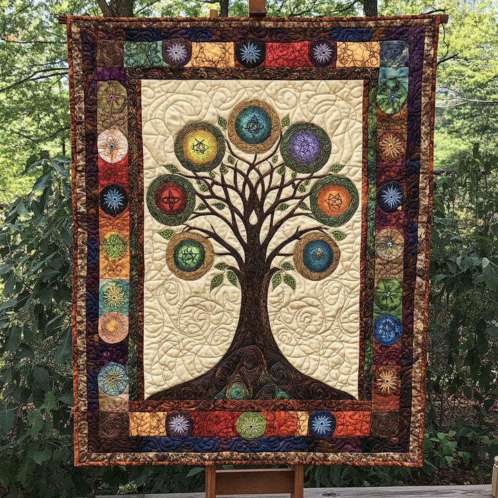 Godelieve - Vatteret tæppe Grene af Evighed Kunstquilt Hængende