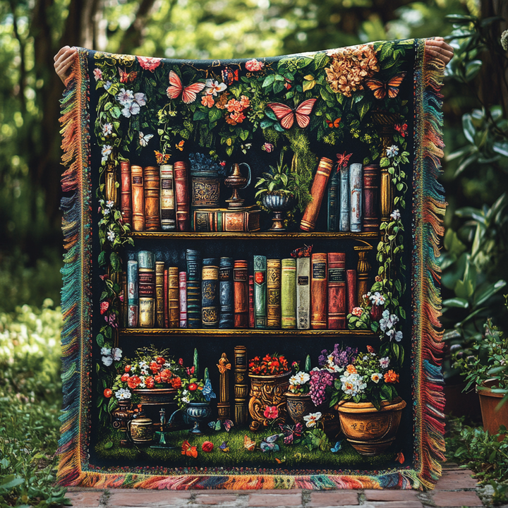 Norah - Vatteret tæppe til Bibliotek Blomster