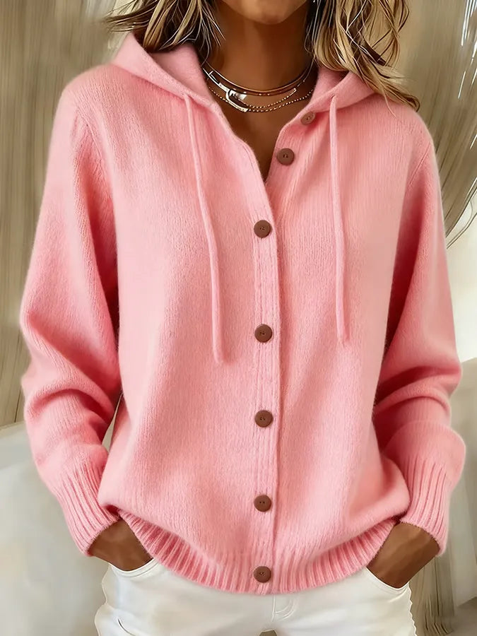Tessa | Hyggelig Cardigan med Knapper og Hætte