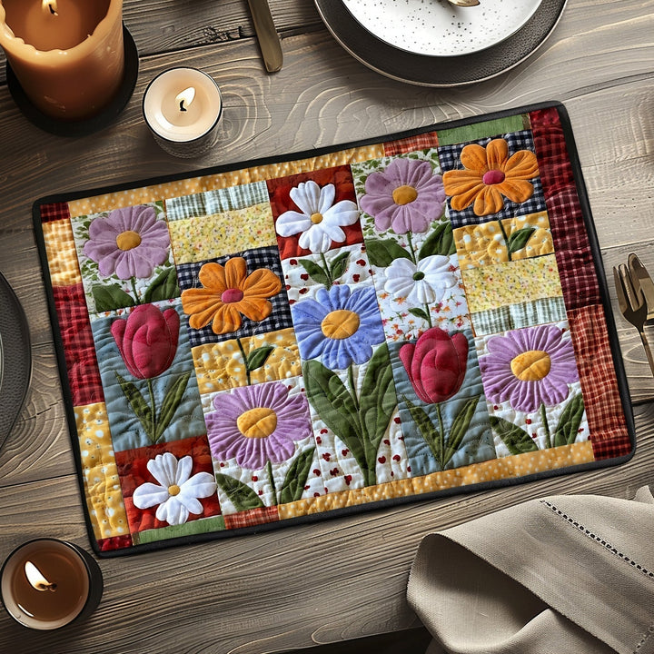 Sara - Vatteret dækkeserviet Blomsterblad Pad