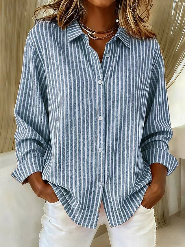 Gerda | Stribet Skjorte med Button-Down