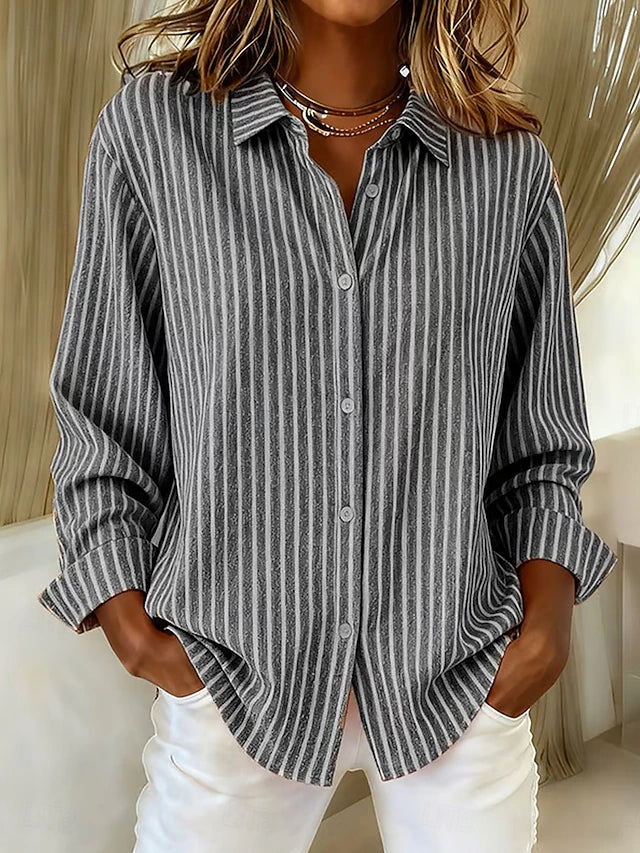 Gerda | Stribet Skjorte med Button-Down