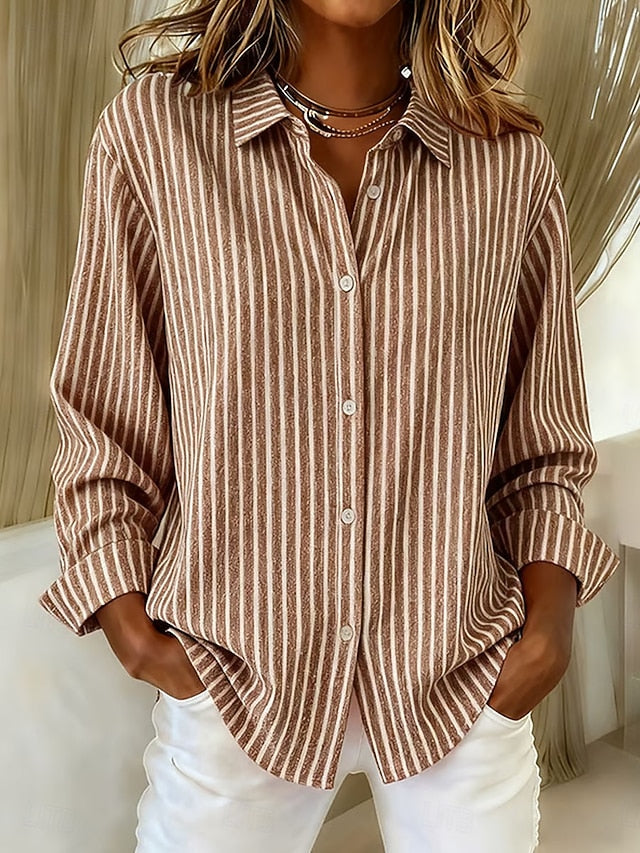 Gerda | Stribet Skjorte med Button-Down