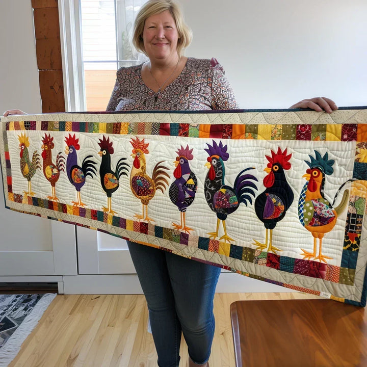 Gequilt Tafeldug - Parade af Haner
