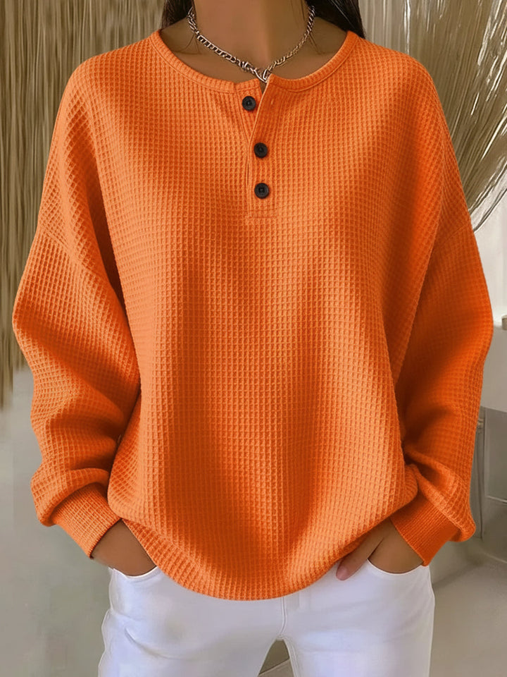 Bregje | Hyggelig Vaffel Henley Sweatshirt