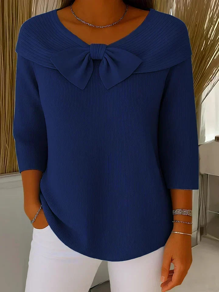 Wendeline | Trøje med Sløjfe og Rund Hals