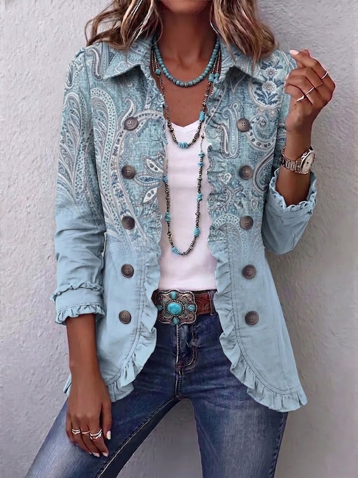 Dorte | Vintage paisley print plisseret jakke