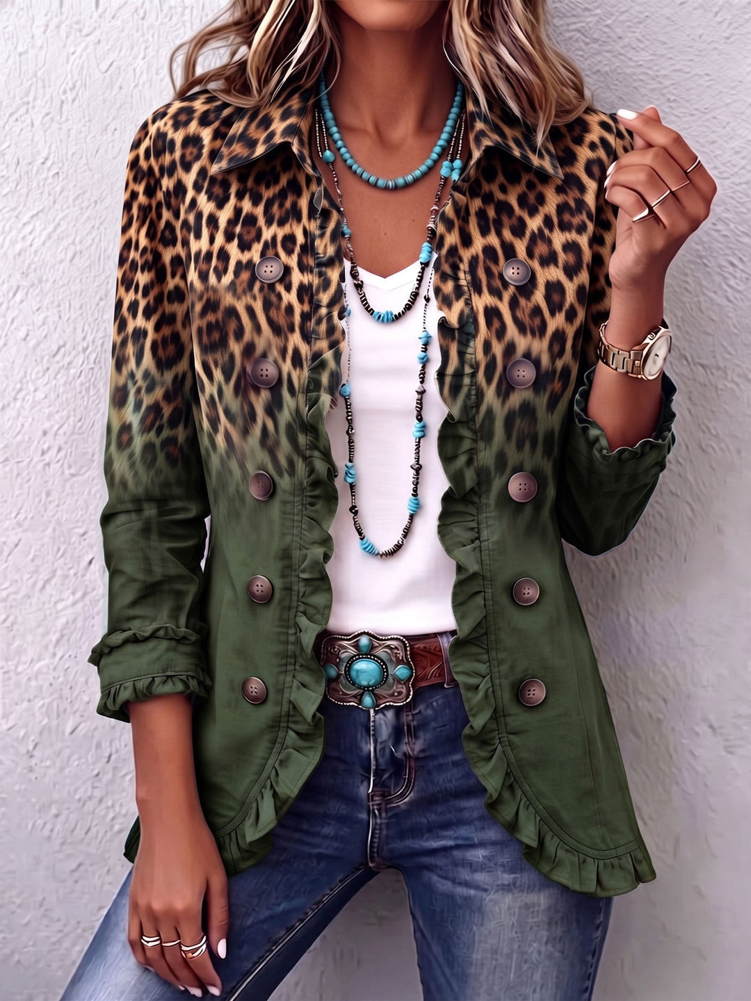Pernille | Leopard ombré flæsejakke-blazer