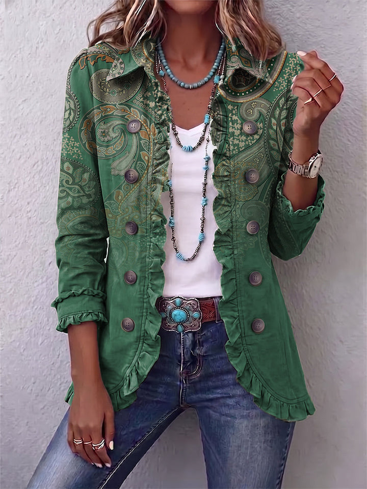 Kirstine | Bohemian paisley print plisseret jakke