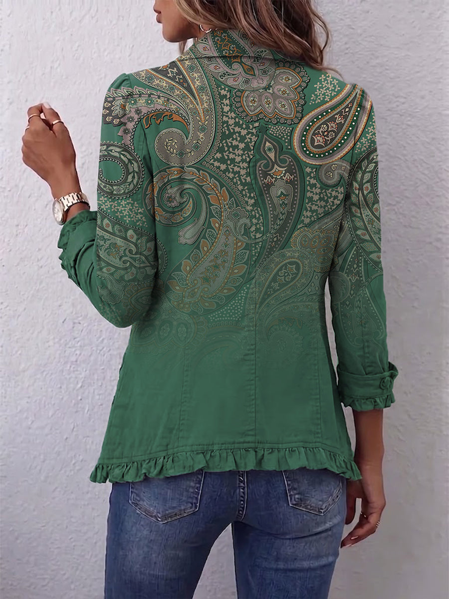 Kirstine | Bohemian paisley print plisseret jakke