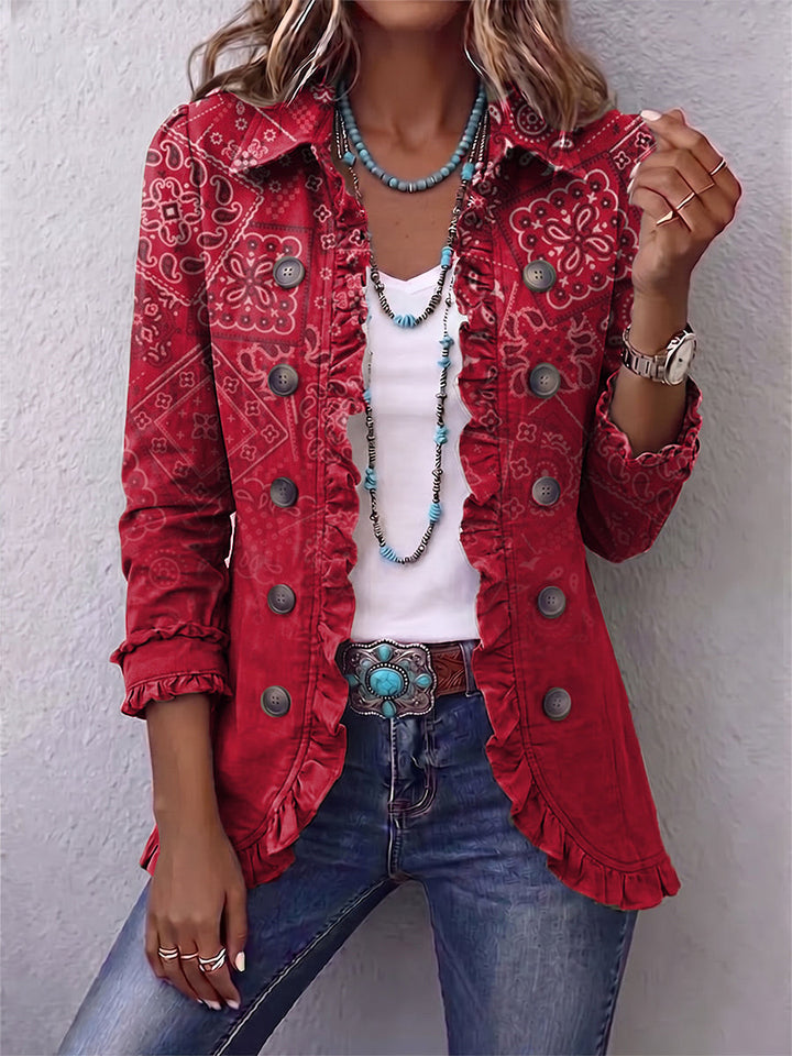 Louise | Bohemian paisley ombré print plisseret jakke