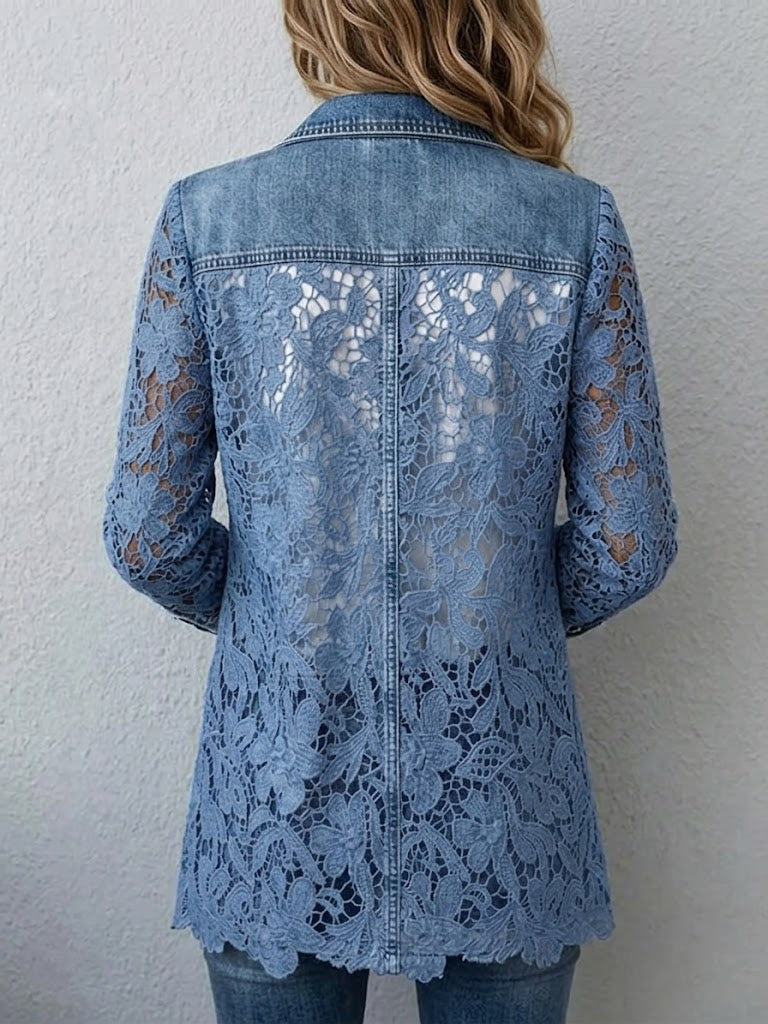 Lærke | Blazer-jakke med blondepaneler i blomstermønster