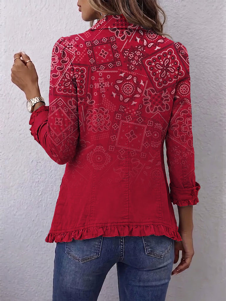 Louise | Bohemian paisley ombré print plisseret jakke