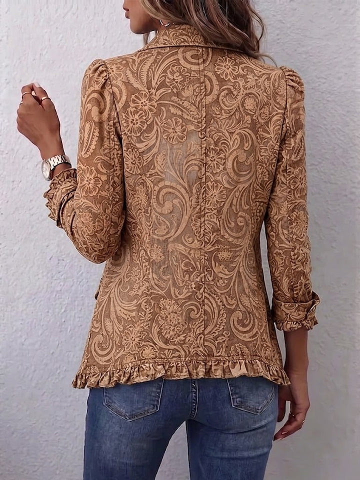 Bente | Vintage bohemian blomsterprint plisseret jakke
