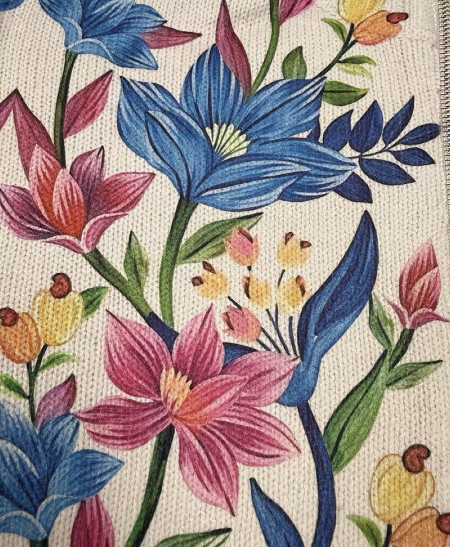 Else | Zippet cardigan med botanisk havefloral-print