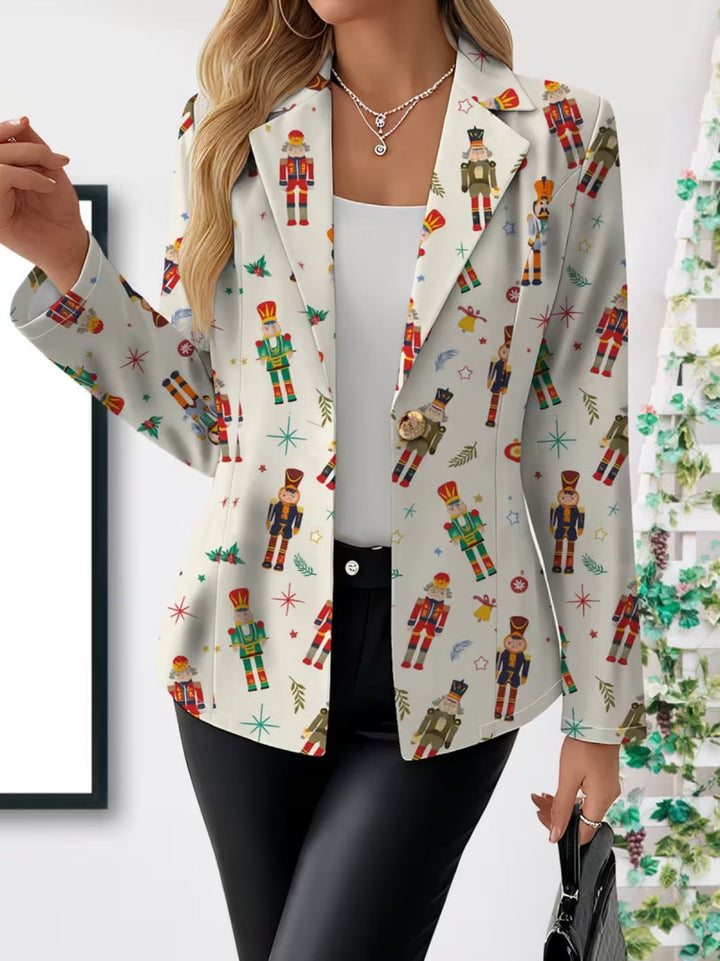 THEA | BLAZER MED NØDDEKNÆKKERPRINT