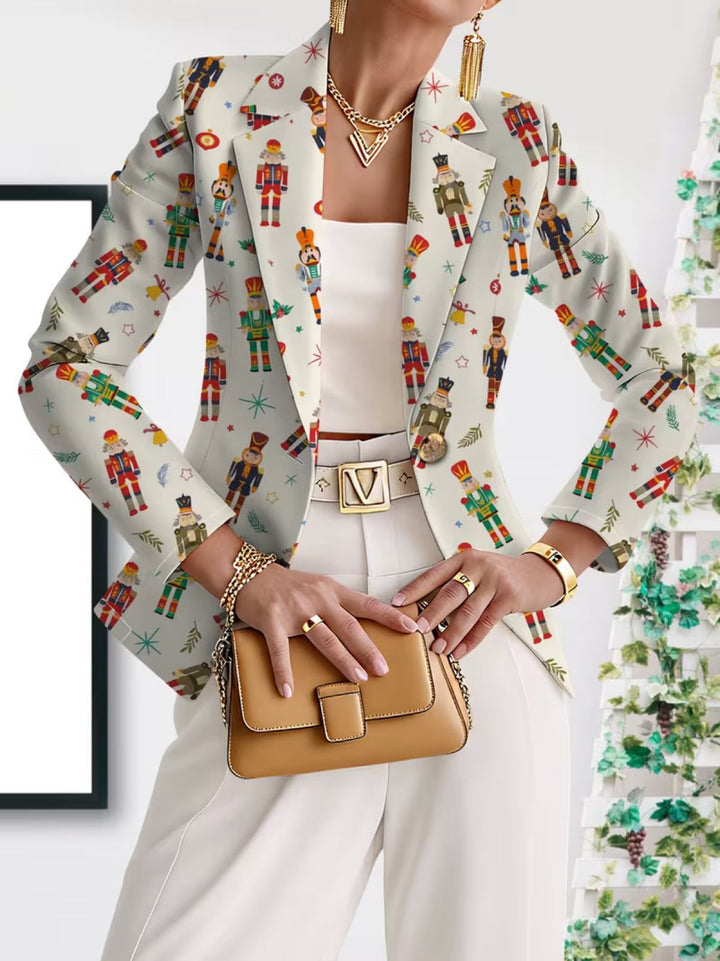 THEA | BLAZER MED NØDDEKNÆKKERPRINT