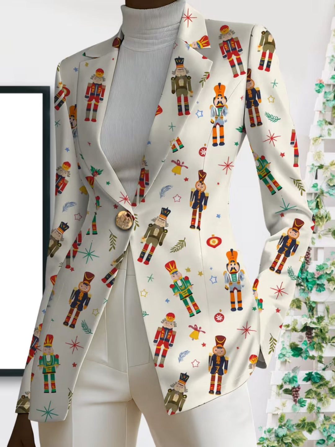 THEA | BLAZER MED NØDDEKNÆKKERPRINT