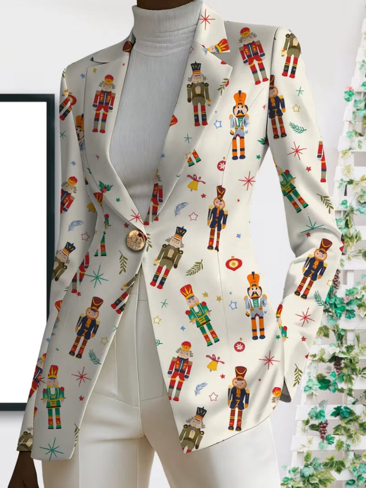 THEA | BLAZER MED NØDDEKNÆKKERPRINT